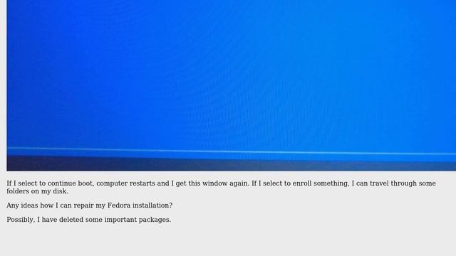 Fedora 21 won't boot anymore; Computer wants me to perform MOK management смотреть онлайн