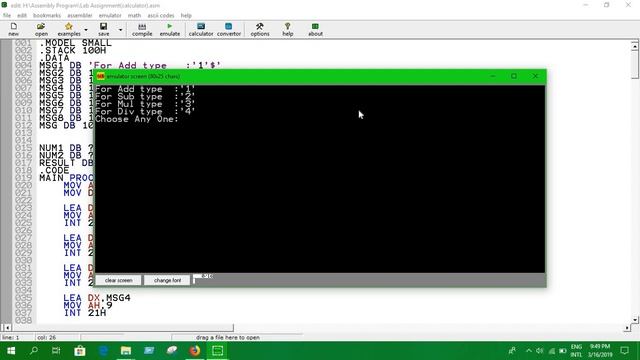 25. Simple Calculator || Assembly Language Programming || English || emu8086||x86 смотреть онлайн