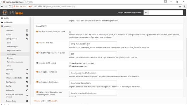 Configuração da Interface Web e Envio de E-mail. смотреть онлайн