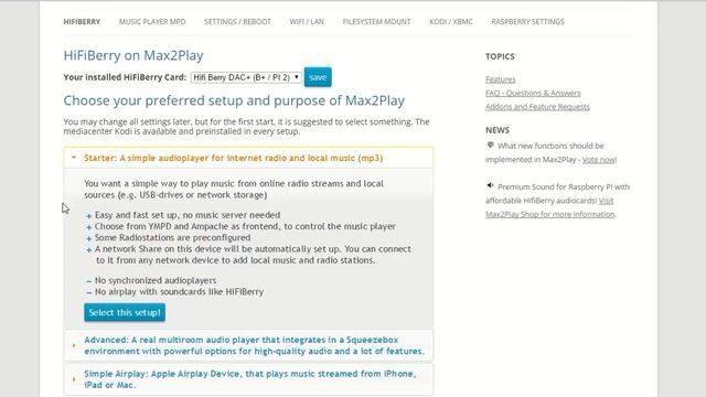 Max2Play Raspberry Pi 2 Image for HiFiBerry Sound Cards DAC+ Amp+ Digi+ смотреть онлайн