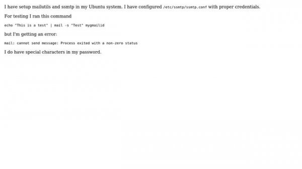 Ubuntu: mail: cannot send message: Process exited with a non-zero status