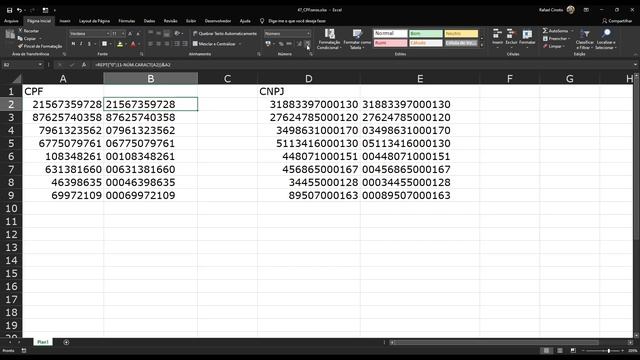 Como completar o CPF ou CNPJ com zeros à esquerda no EXCEL смотреть онлайн