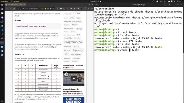 CURSO BÁSICO GNU/LINUX - CHMOD - AULA #13 смотреть онлайн