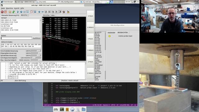 5# LinuxCNC 4 beginners - Die Kontaktplatte - probe - input смотреть онлайн