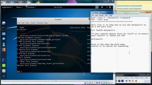 Kali Linux  - Metasploit Framework - TCP Port Scan