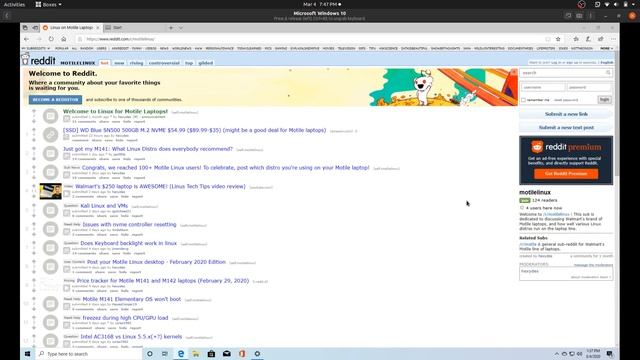 Gnome Boxes VMs running on Motile M142 Laptop смотреть онлайн