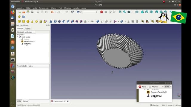 FREECAD #45 - ENGRENAGEM CÔNICA - CONICAL GEAR смотреть онлайн