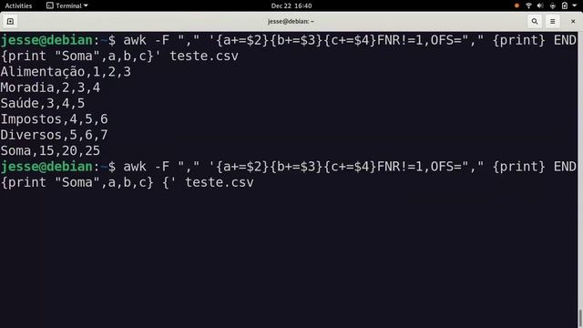 Somar linhas e colunas com AWK - GNU/Linux. смотреть онлайн