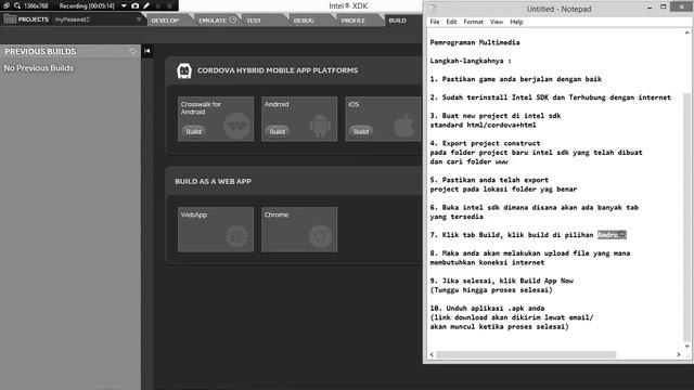 Tutorial konversi game Construct 2 ke apk dengan Intel xdk смотреть онлайн