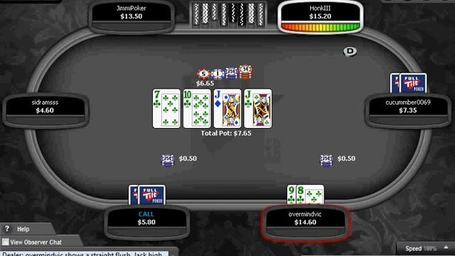 straight flush on fixed limit rush poker 0,25$/0,50$ смотреть онлайн