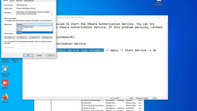 Solution Of VMware Workstation Failed To Start The VMware Authorization Service