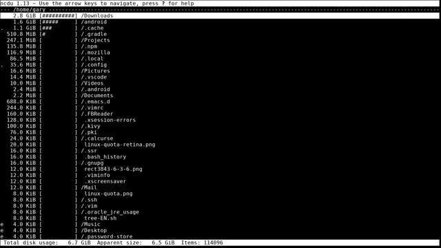 ncdu: disk usage for the terminal смотреть онлайн