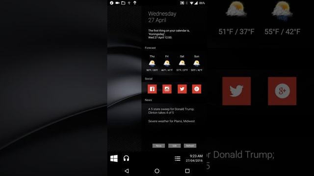 KLWP WIN10 V2 "Pick your own color". смотреть онлайн