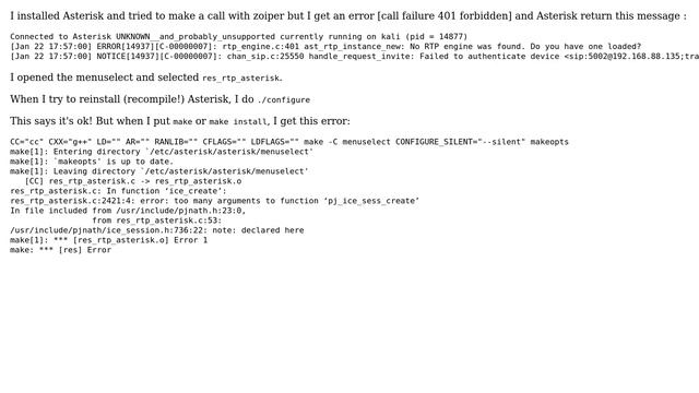 Unix & Linux: Asterisk v13 on Kali Linux: No RTP engine was found. Do you have one loaded? смотреть онлайн