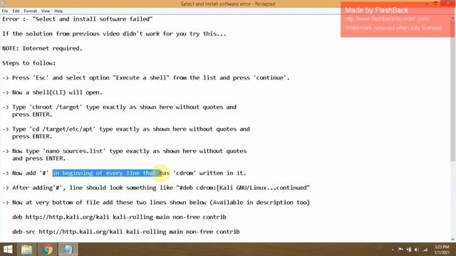 (Continued) Installation step failed: Select and install software error Kali linux installation смотреть онлайн