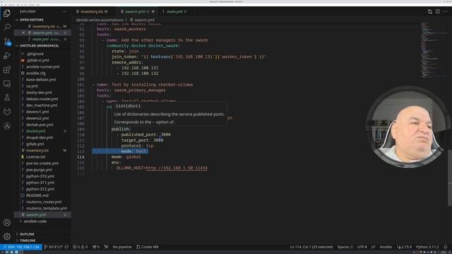 Devlab S01E13: Swarm with Ansible, and an Ollama AI chat bot running on a Swarm cluster. смотреть онлайн