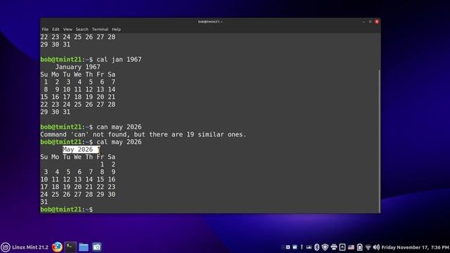 Linux Mint 21.2 - Cinnamon - Having Fun with the Cal command. смотреть онлайн