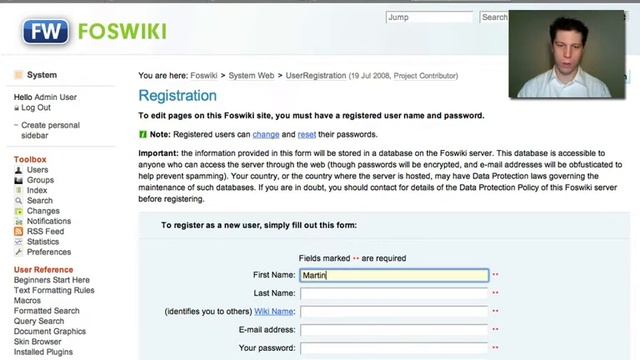 Foswiki Tutorial - How to create a new user смотреть онлайн