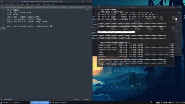 ArcoLinux : 3169 Fixkey will add the ubuntu keyserver to /etc/pacman.d/gnupg/gpg.conf смотреть онлайн