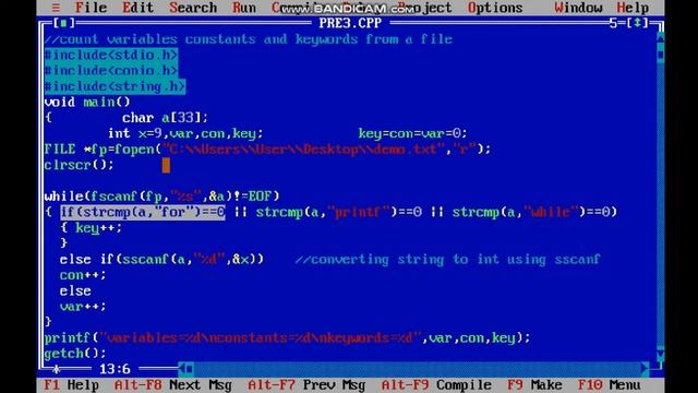 Counting variables, constants and keywords from a file | File Handling in C смотреть онлайн