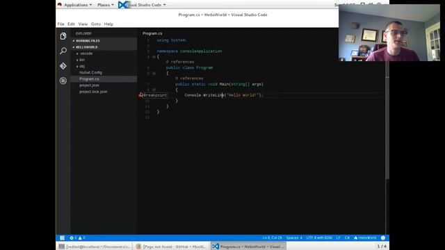 Interactive Debugging of .NET Core 1.0 pre-RC2 with VS Code on Red Hat Enterprise Linux (RHEL) смотреть онлайн
