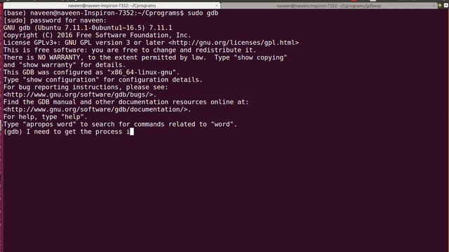gdb debugging on running process смотреть онлайн