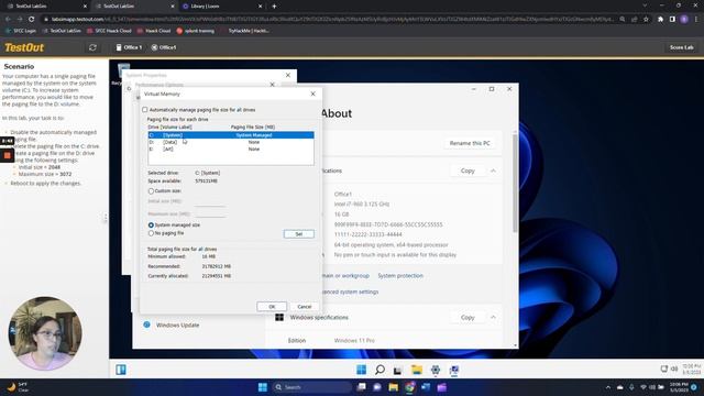 TestOut LabSim 7 7 4 Configure Virtual Memory смотреть онлайн