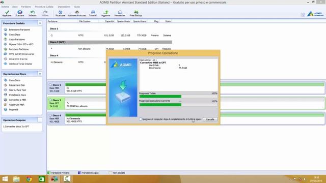 Convertire Hard Disk MBR A GPT | AOMEI Partition Assistant