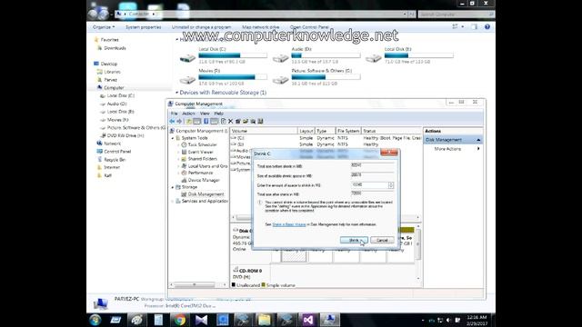 How to Shrink Volume (decrease the size) of a hard drive (C:) partition смотреть онлайн