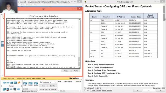 7.3.2.8 Packet Tracer - Configuring GRE Over IPsec смотреть онлайн