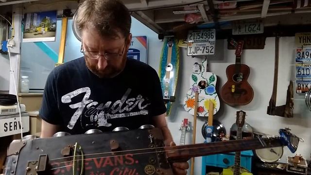 Antique Steamer Trunk Hobo Guitar 3 String Cigar Box смотреть онлайн