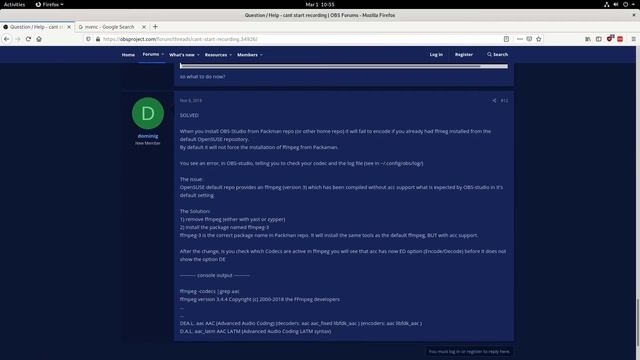 How-To get OBS-Studio working on openSUSE 15.2 Leap Linux (when AAC fails or says missing encoder) смотреть онлайн