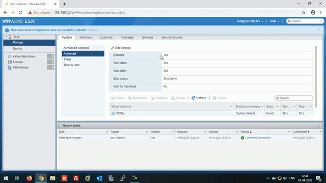 VSphere 6.5 - Autostart Configuration on ESXI 6.5 Host step by step смотреть онлайн