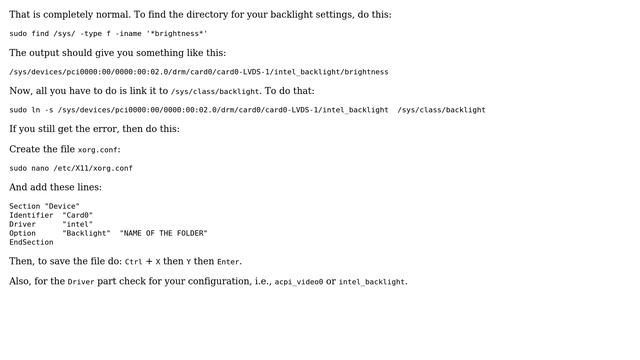 Ubuntu: xbacklight: No outputs have backlight property - No /sys/class/backlight folder смотреть онлайн