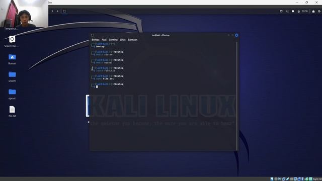 Membuat directory, file. txt, dan menghapus directory dengan kali linux смотреть онлайн