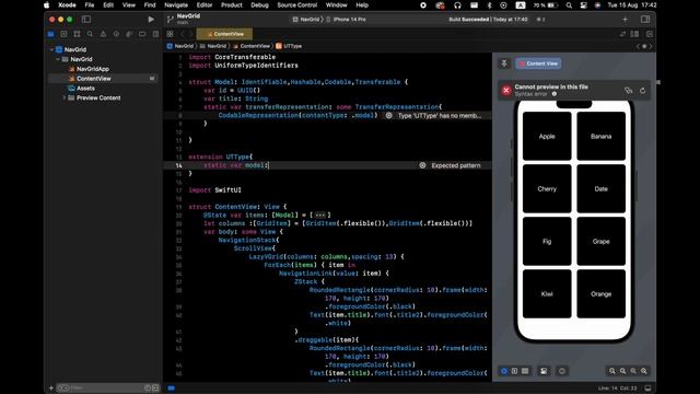 SwiftUi: Navigation GridView With Custom Transferable Protocol смотреть онлайн