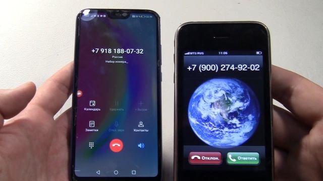 Incoming call & Outgoing call at the Same Time Huawei P20 Lite+Iphone 3G смотреть онлайн