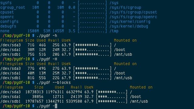 pydf, colored df with space usage bars смотреть онлайн