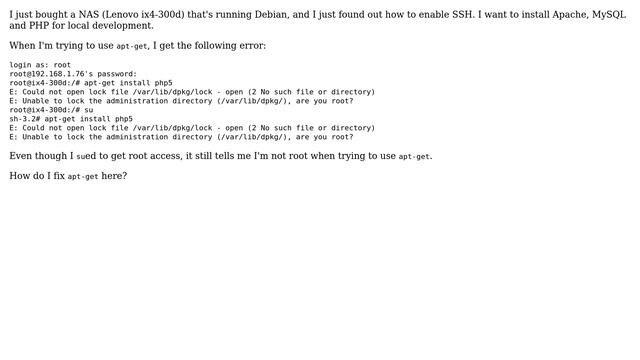 DevOps & SysAdmins: Lenovo ix4-300d - apt-get not working смотреть онлайн