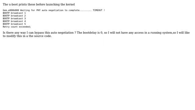 Unix & Linux: Gem.e000b000 Waiting for PHY auto negotiation to complete......... TIMEOUT? смотреть онлайн