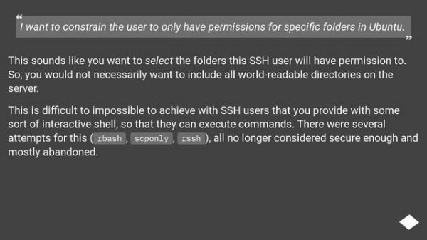 Create an SSH user who only has permission to access specific folders