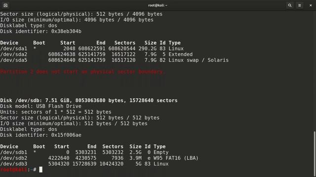 partition 2 does not start on physical sector boundary kali linux смотреть онлайн