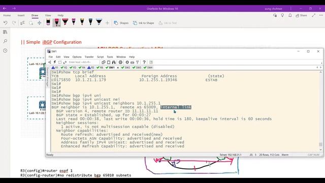 Simple iBGP Configuration and next hop unreachable problem смотреть онлайн
