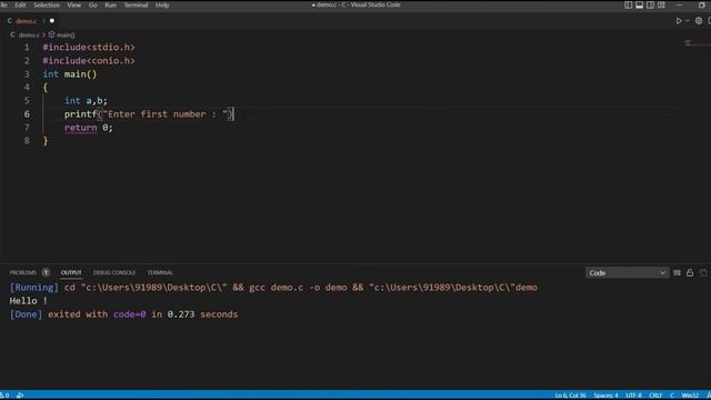 How to write first program in c language using VS code editor | Visual Studio code | C for beginner смотреть онлайн