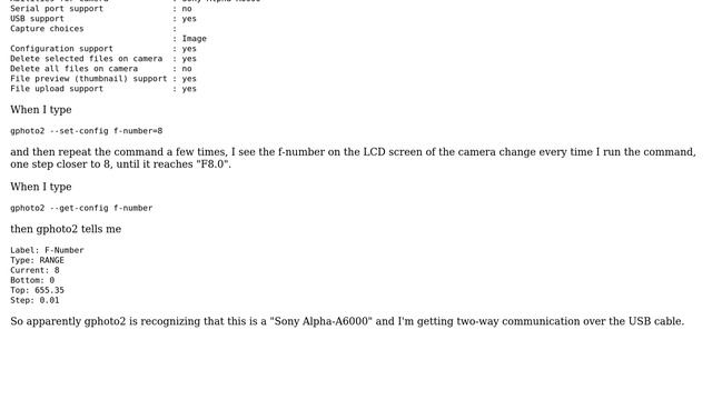 How do I get gphoto2 to fetch a photo from a Sony alpha 6000? смотреть онлайн