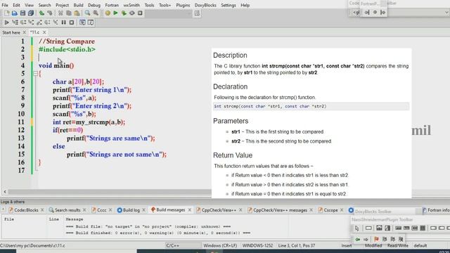 User Define Strcmp() Function Implementation | C Programming in Tamil | String Compare Function смотреть онлайн