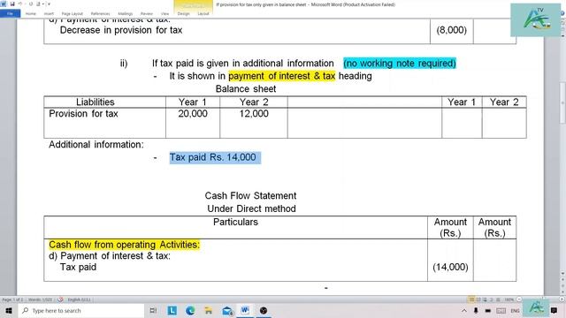 How to adjust provision for tax in cash flow statement?||Accountancy II смотреть онлайн