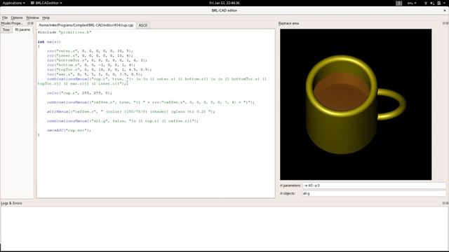 BRL-CAD script editor v0.0.1 смотреть онлайн