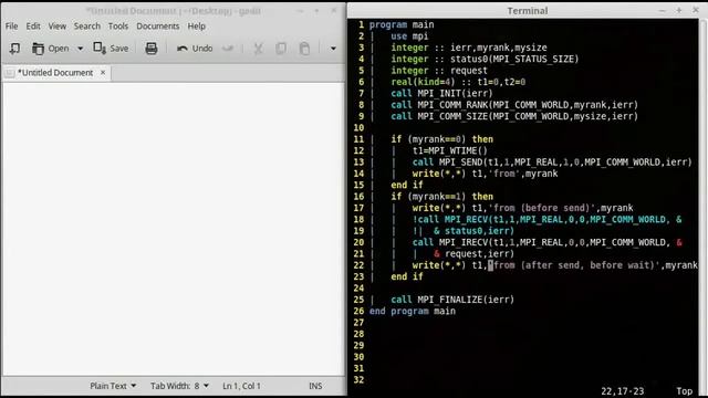 OpenMPI tutorial coding in Fortran 90 - 05 IRECV смотреть онлайн