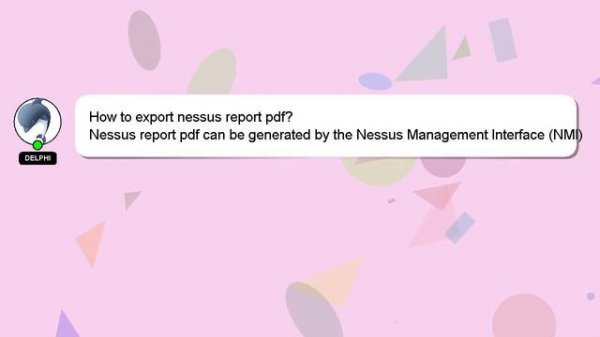How to export nessus report pdf?